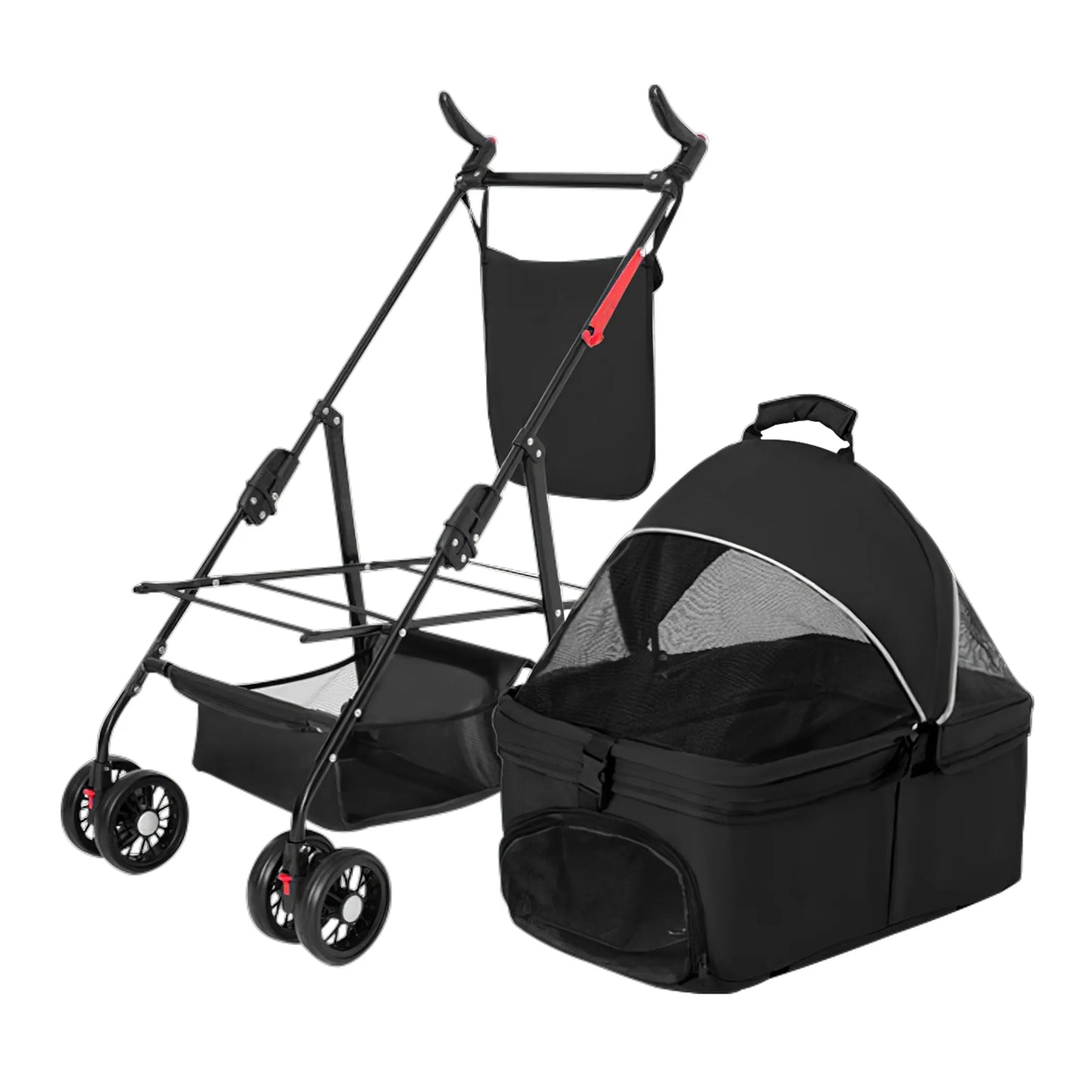 4 Wheels Pet Stroller Foldable Carrier Strolling Cart Travel