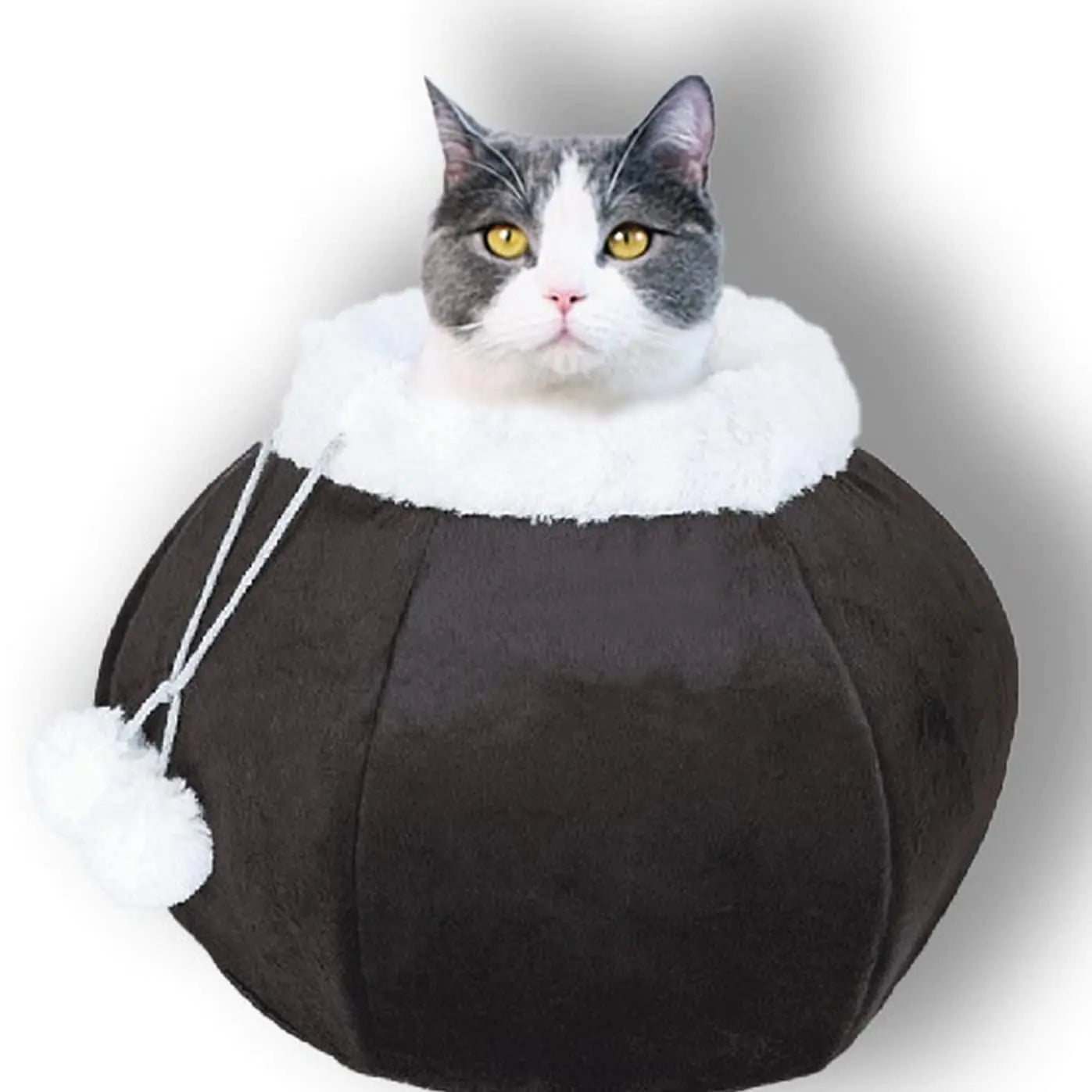 Shop Plush Round Cave Bed with Removable Pillow Brown