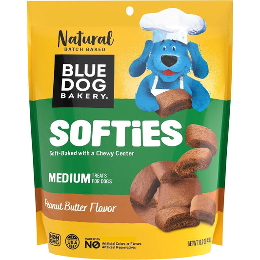Blue Dog Bakery Natural Dog Treats Softies Peanut Butter Flavor 16.2oz Bag 1 Bag