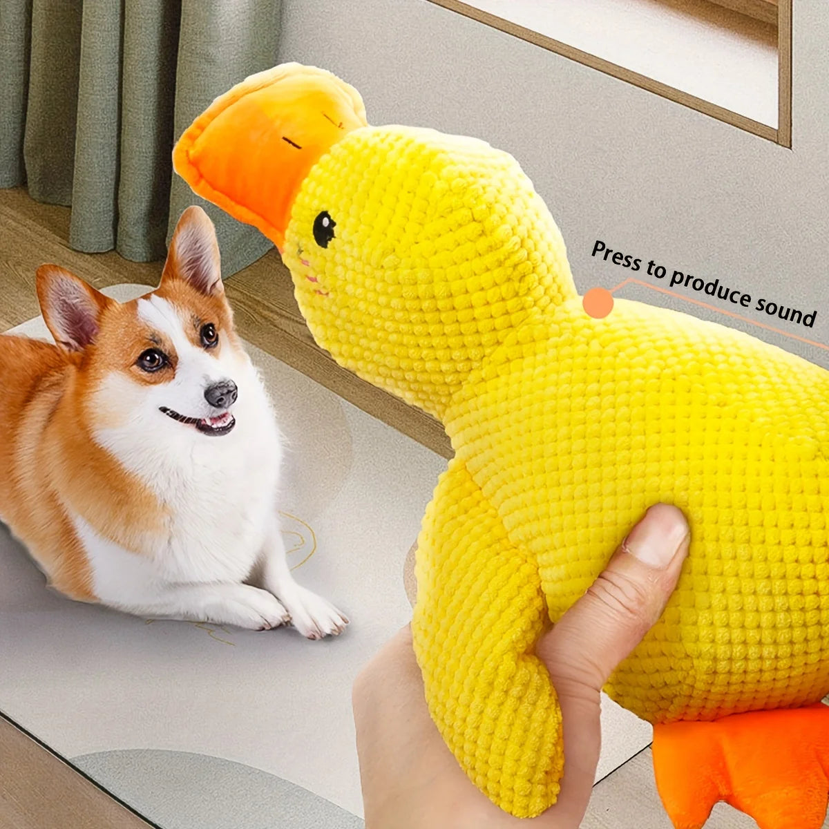 Large Duck-Shaped Squeaky Plush Toy