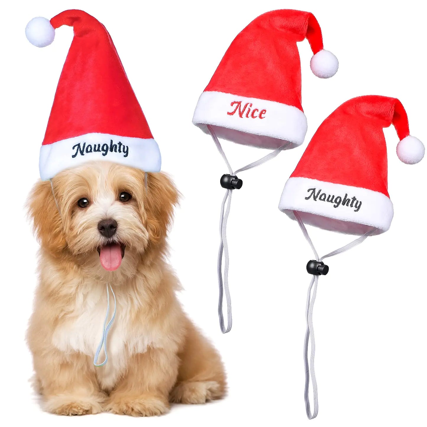 2-Pack Pet Santa Hats – Adjustable Christmas Costume for Cats & Dogs