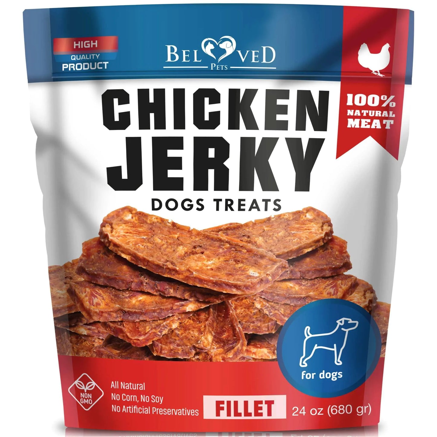 Natural Chicken Jerky Strips Dog Treats 