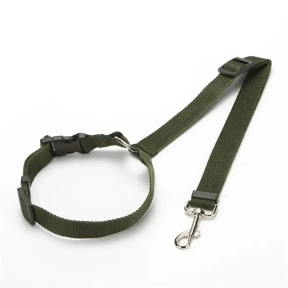 The adjustable pet car seat belt harness for dogs in green.