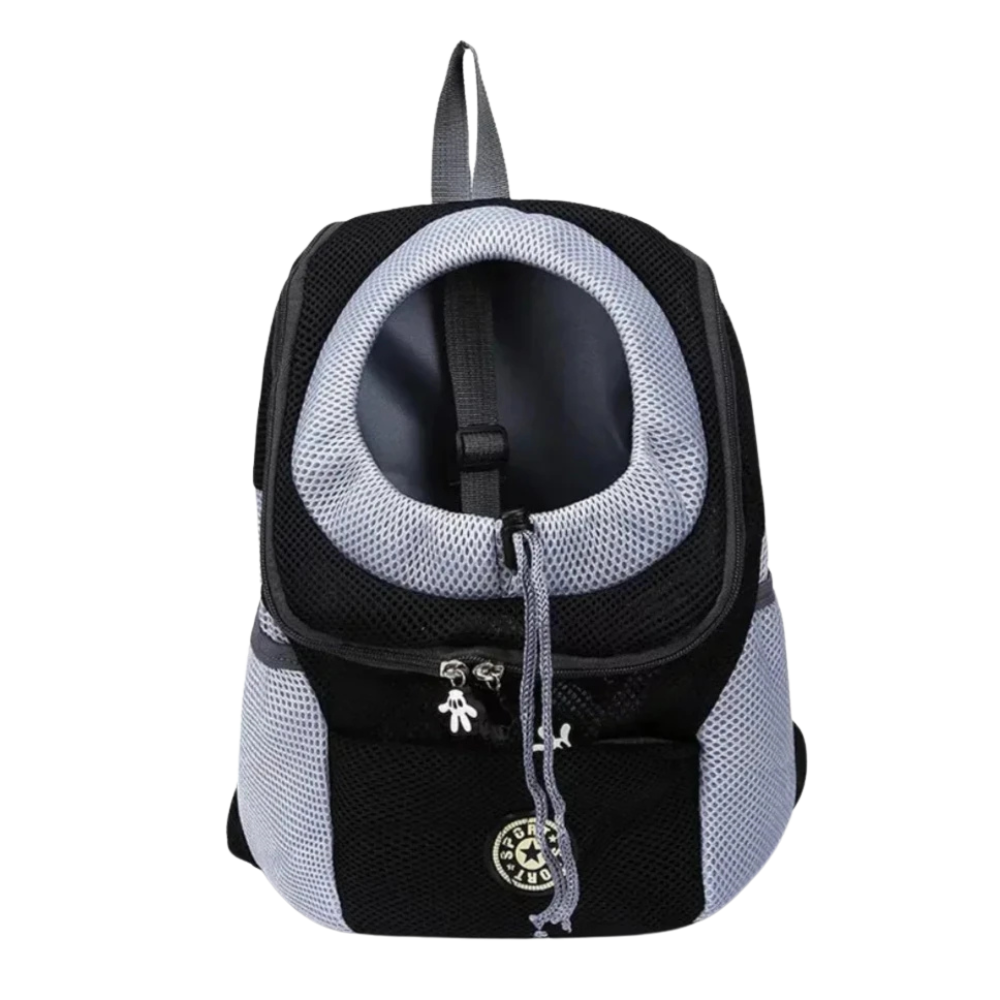 The outdoor portable pet backpack in black.