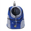 The outdoor portable pet backpack in blue.