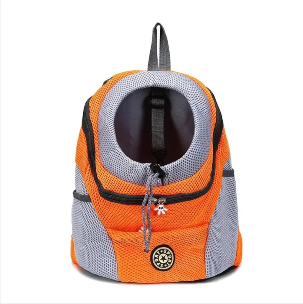 The outdoor portable pet backpack in orange.