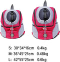 2 of the outdoor portable pet backpacks. Text also stating 3 sizes, S, M and L.