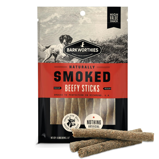 Barkworthies Naturally Smoked Beefy Sticks Dog